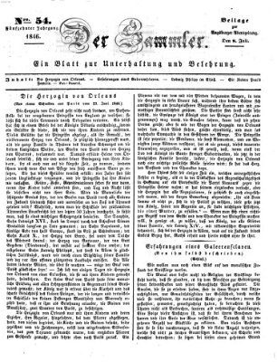 Der Sammler (Augsburger Abendzeitung) Mittwoch 8. Juli 1846