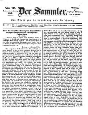 Der Sammler (Augsburger Abendzeitung) Mittwoch 10. Februar 1847