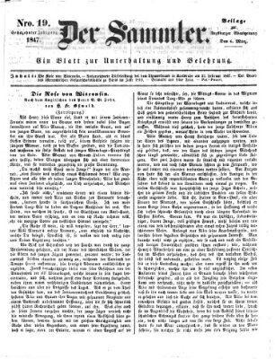 Der Sammler (Augsburger Abendzeitung) Samstag 6. März 1847