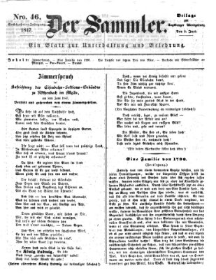 Der Sammler (Augsburger Abendzeitung) Mittwoch 9. Juni 1847