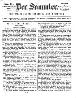 Der Sammler (Augsburger Abendzeitung) Mittwoch 25. August 1847