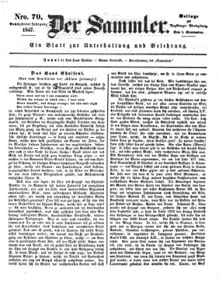 Der Sammler (Augsburger Abendzeitung) Mittwoch 1. September 1847