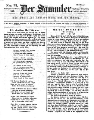 Der Sammler (Augsburger Abendzeitung) Samstag 11. September 1847