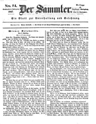 Der Sammler (Augsburger Abendzeitung) Mittwoch 15. September 1847