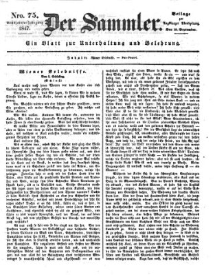 Der Sammler (Augsburger Abendzeitung) Samstag 18. September 1847