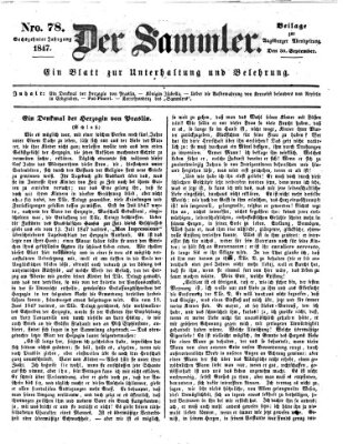 Der Sammler (Augsburger Abendzeitung) Donnerstag 30. September 1847