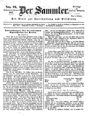 Der Sammler (Augsburger Abendzeitung) Samstag 2. Oktober 1847