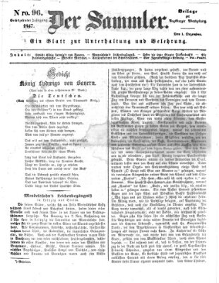 Der Sammler (Augsburger Abendzeitung) Mittwoch 1. Dezember 1847