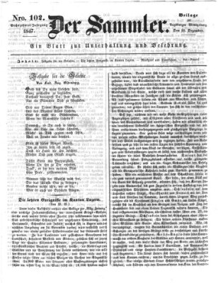 Der Sammler (Augsburger Abendzeitung) Mittwoch 22. Dezember 1847