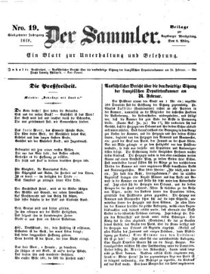 Der Sammler (Augsburger Abendzeitung) Mittwoch 8. März 1848