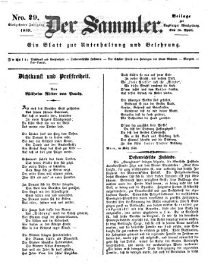 Der Sammler (Augsburger Abendzeitung) Sonntag 16. April 1848