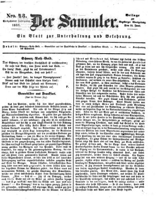 Der Sammler (Augsburger Abendzeitung) Mittwoch 21. Juni 1848