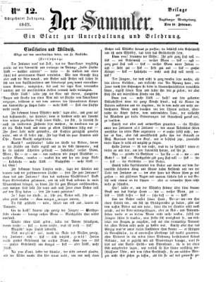 Der Sammler (Augsburger Abendzeitung) Samstag 10. Februar 1849