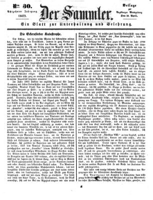 Der Sammler (Augsburger Abendzeitung) Mittwoch 18. April 1849