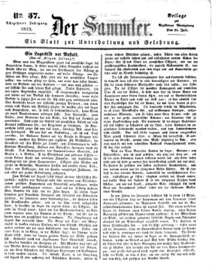 Der Sammler (Augsburger Abendzeitung) Mittwoch 25. Juli 1849