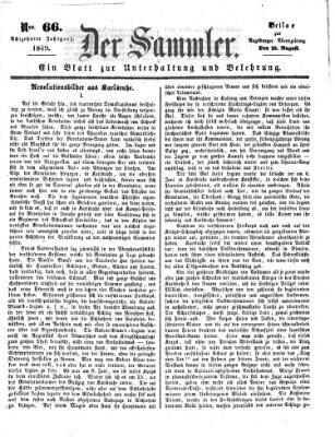 Der Sammler (Augsburger Abendzeitung) Mittwoch 22. August 1849