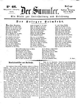 Der Sammler (Augsburger Abendzeitung) Samstag 25. August 1849