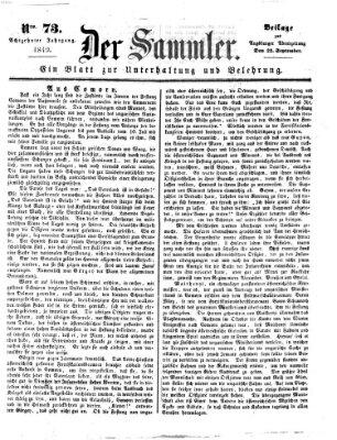 Der Sammler (Augsburger Abendzeitung) Samstag 22. September 1849