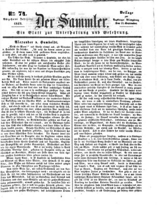 Der Sammler (Augsburger Abendzeitung) Donnerstag 27. September 1849