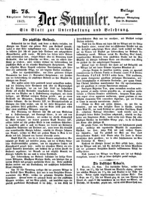 Der Sammler (Augsburger Abendzeitung) Samstag 29. September 1849