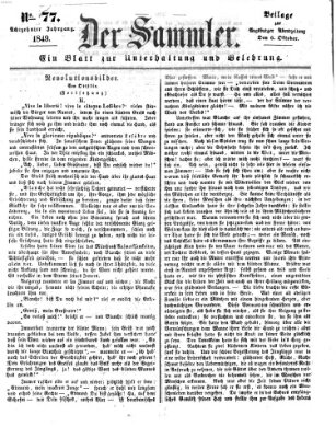 Der Sammler (Augsburger Abendzeitung) Samstag 6. Oktober 1849