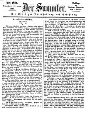 Der Sammler (Augsburger Abendzeitung) Mittwoch 17. Oktober 1849