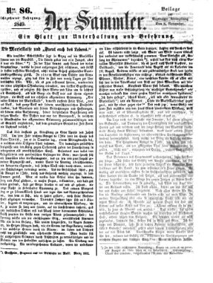 Der Sammler (Augsburger Abendzeitung) Donnerstag 8. November 1849