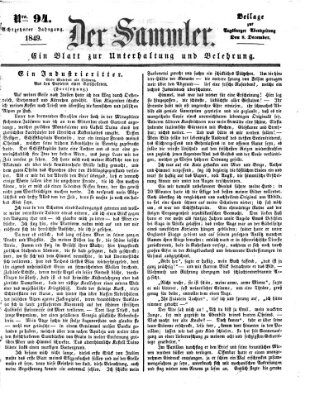 Der Sammler (Augsburger Abendzeitung) Samstag 8. Dezember 1849