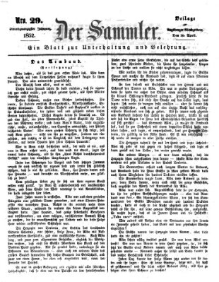 Der Sammler (Augsburger Abendzeitung) Samstag 10. April 1852