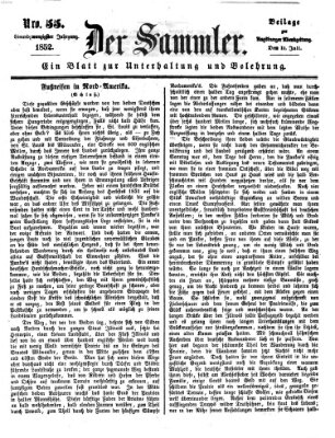 Der Sammler (Augsburger Abendzeitung) Sonntag 11. Juli 1852