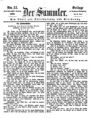 Der Sammler (Augsburger Abendzeitung) Samstag 23. April 1853