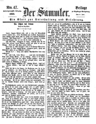 Der Sammler (Augsburger Abendzeitung) Samstag 11. Juni 1853