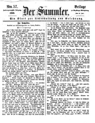 Der Sammler (Augsburger Abendzeitung) Samstag 16. Juli 1853