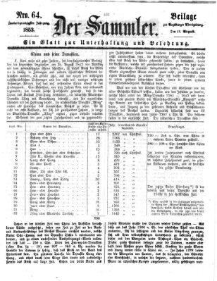 Der Sammler (Augsburger Abendzeitung) Samstag 13. August 1853