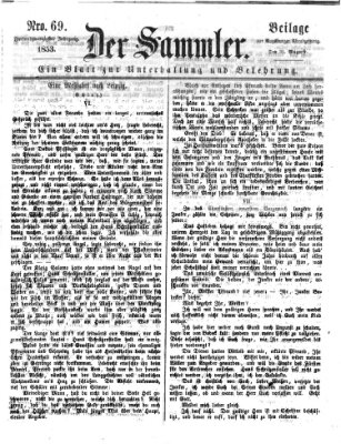 Der Sammler (Augsburger Abendzeitung) Mittwoch 31. August 1853