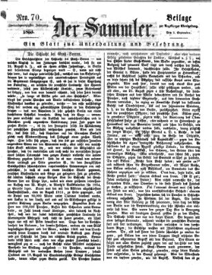 Der Sammler (Augsburger Abendzeitung) Samstag 3. September 1853