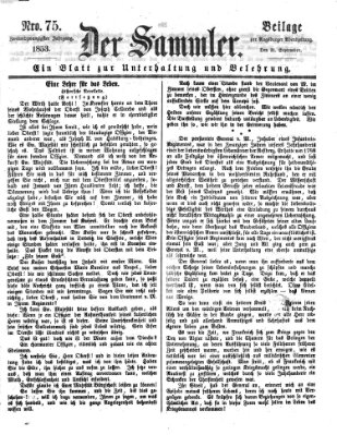 Der Sammler (Augsburger Abendzeitung) Mittwoch 21. September 1853