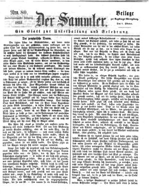 Der Sammler (Augsburger Abendzeitung) Samstag 8. Oktober 1853