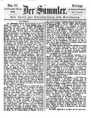 Der Sammler (Augsburger Abendzeitung) Samstag 19. November 1853