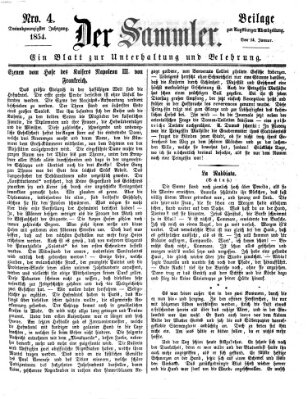 Der Sammler (Augsburger Abendzeitung) Samstag 14. Januar 1854