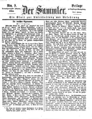 Der Sammler (Augsburger Abendzeitung) Mittwoch 1. Februar 1854