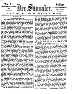 Der Sammler (Augsburger Abendzeitung) Samstag 11. Februar 1854