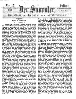 Der Sammler (Augsburger Abendzeitung) Samstag 4. März 1854