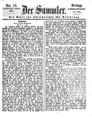 Der Sammler (Augsburger Abendzeitung) Mittwoch 8. März 1854