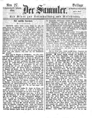 Der Sammler (Augsburger Abendzeitung) Samstag 8. April 1854