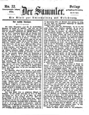 Der Sammler (Augsburger Abendzeitung) Samstag 29. April 1854