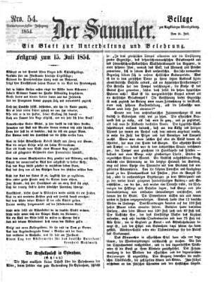 Der Sammler (Augsburger Abendzeitung) Samstag 15. Juli 1854