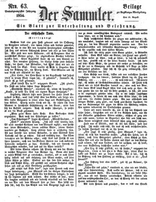 Der Sammler (Augsburger Abendzeitung) Mittwoch 16. August 1854