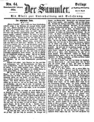 Der Sammler (Augsburger Abendzeitung) Samstag 19. August 1854