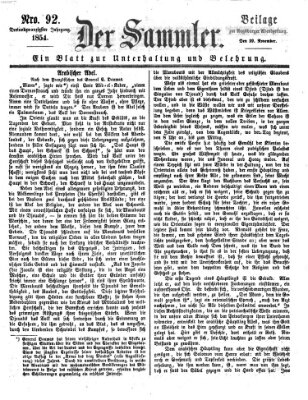 Der Sammler (Augsburger Abendzeitung) Mittwoch 29. November 1854